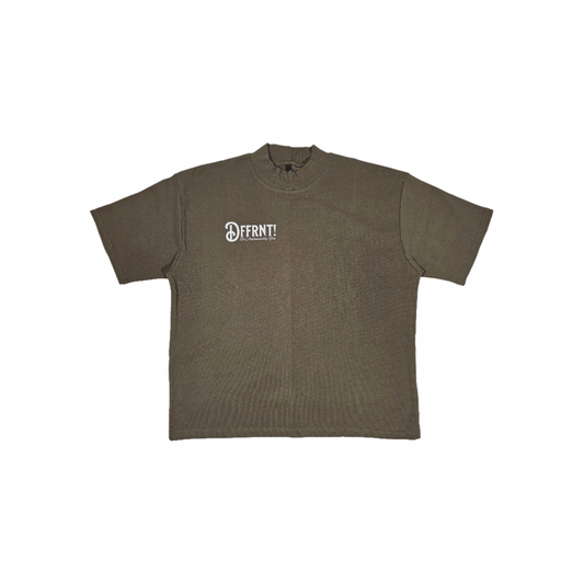 Taupe - Heavy Weight Mock Neck (Crop) T-Shirt
